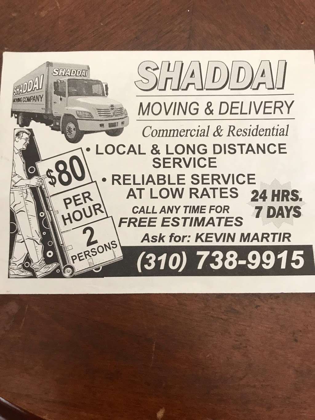 Shaddai Moving & Delivery | 3713 Sonora Way, Palmdale, CA 93550, USA | Phone: (310) 738-9915