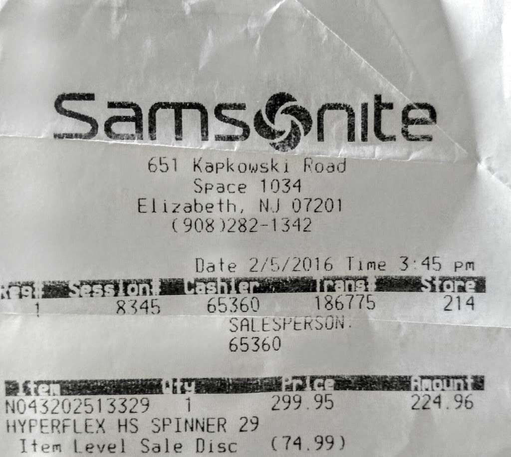 samsonite jersey gardens