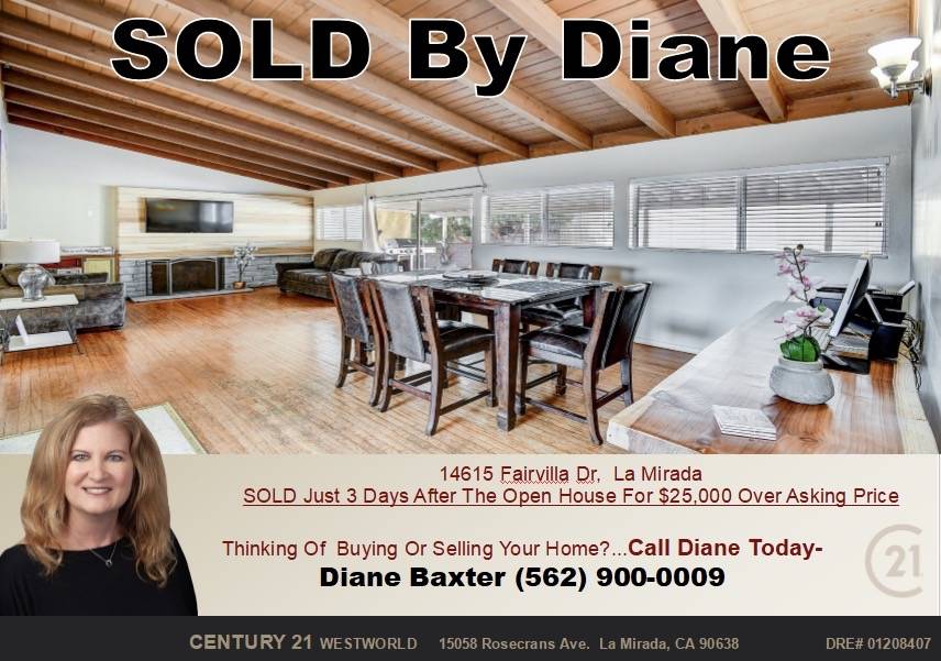 Diane Baxter La Mirada Realtor CENTURY 21 Westworld | 15058 Rosecrans Ave, La Mirada, CA 90638, USA | Phone: (562) 900-0009