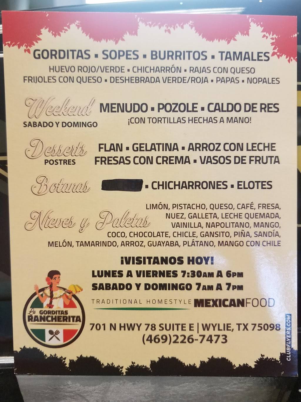 Gorditas La Rancherita | Wylie, TX 75098, USA | Phone: (972) 442-5876