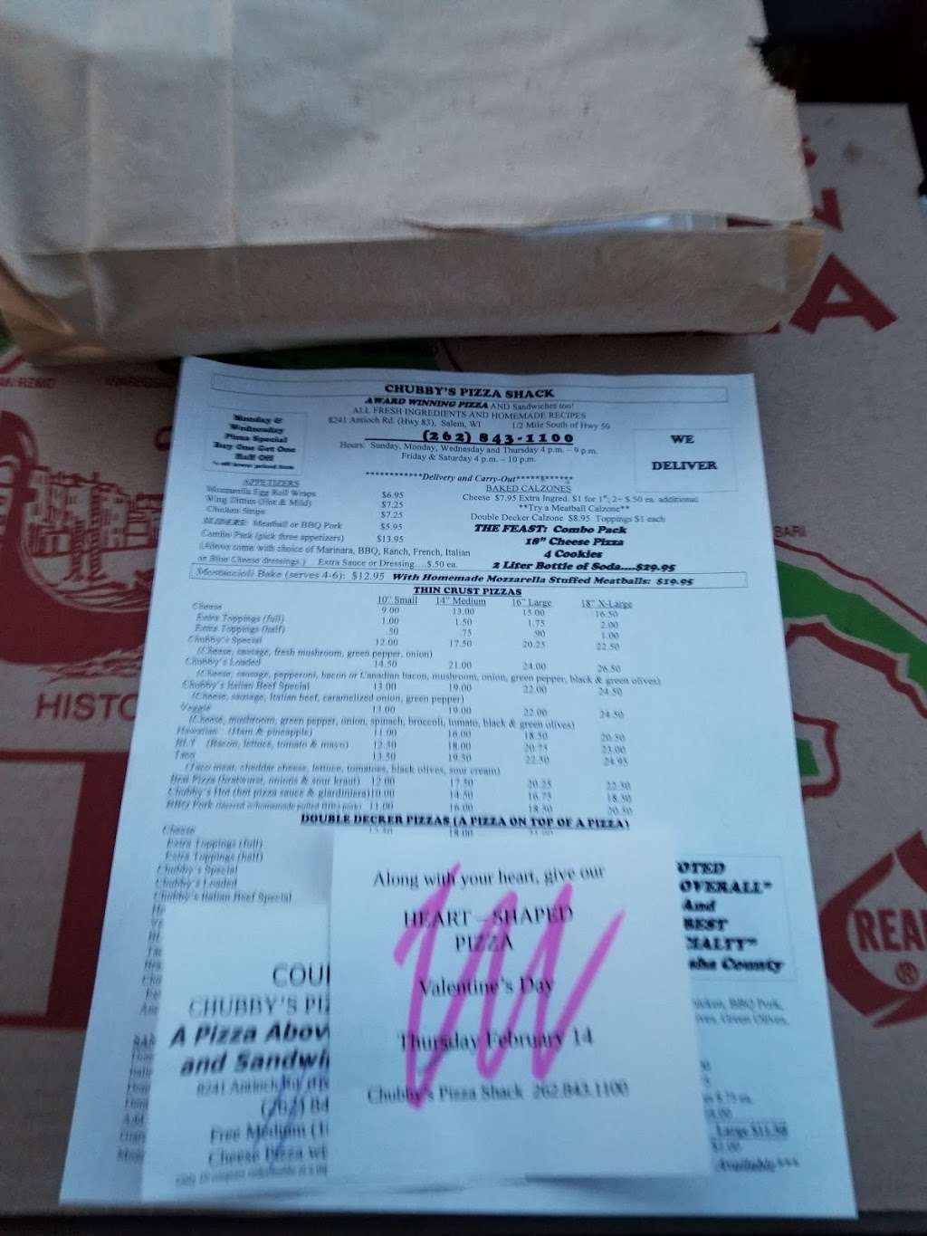 Chubbys Pizza Shack | 8241 Antioch Rd, Salem, WI 53168 | Phone: (262) 843-1100