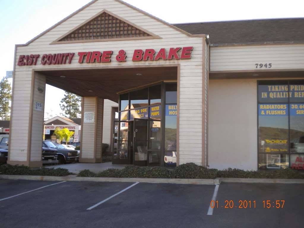 East County Tire & Brake of Santee | 7945 Mission Gorge Rd #102, Santee, CA 92071 | Phone: (619) 449-6161