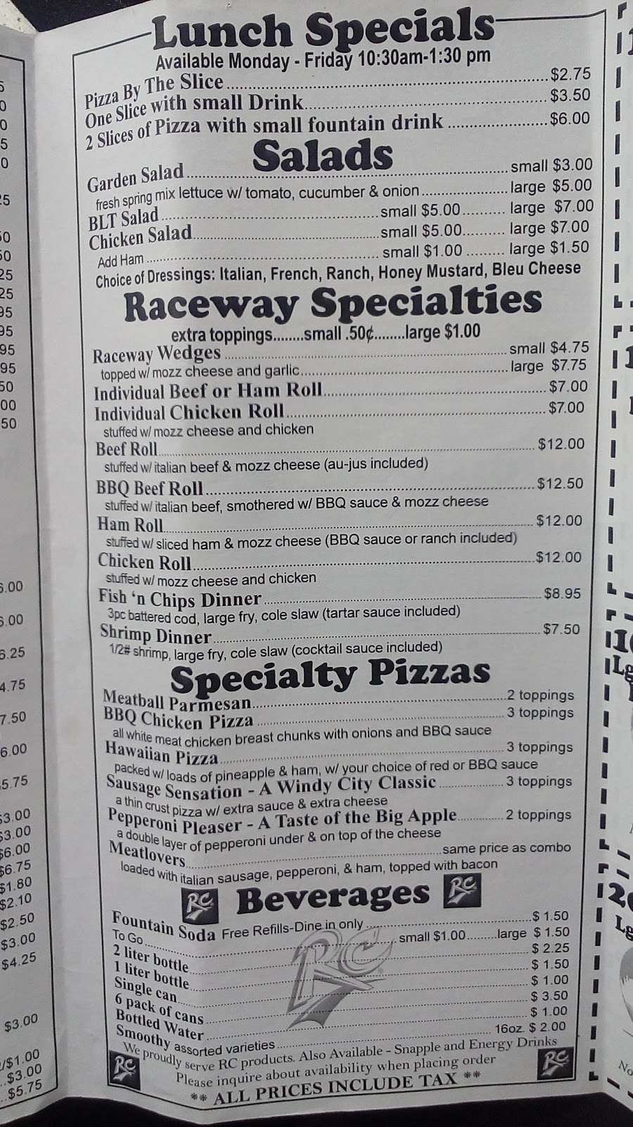 Raceway Pizza & More | 109 E Gardner St, Elwood, IL 60421, USA | Phone: (815) 423-6250