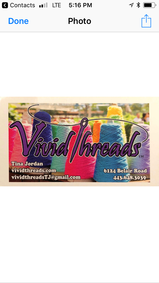 Vivid Threads | 6124 Belair Rd, Baltimore, MD 21206, USA | Phone: (443) 648-3039