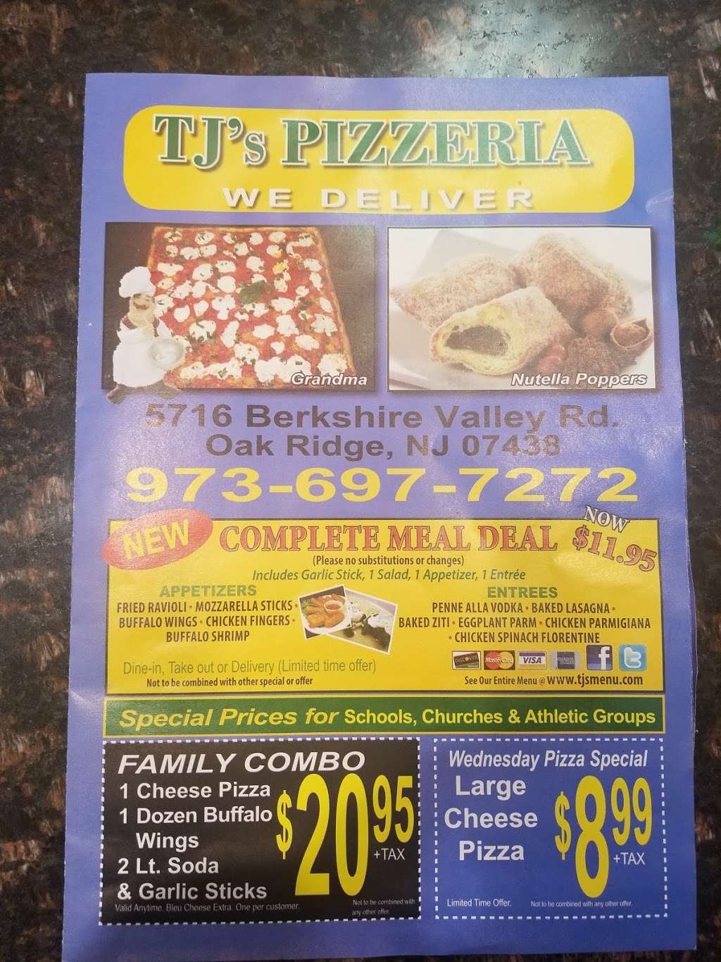 TJs Pizzeria Cafe | 5716 Berkshire Valley Rd, Oak Ridge, NJ 07438 | Phone: (973) 697-7272