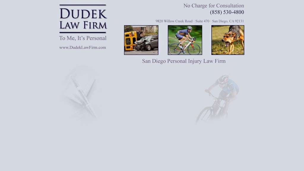 Dudek Law Firm APC | 10620 Treena St #230, San Diego, CA 92131 | Phone: (858) 530-4800