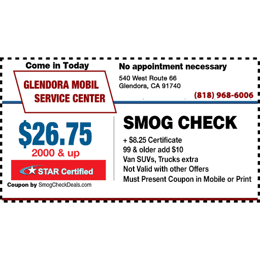 Glendora Mobil Smog Service Center | 540 W Rte 66, Glendora, CA 91740, USA | Phone: (626) 335-3831