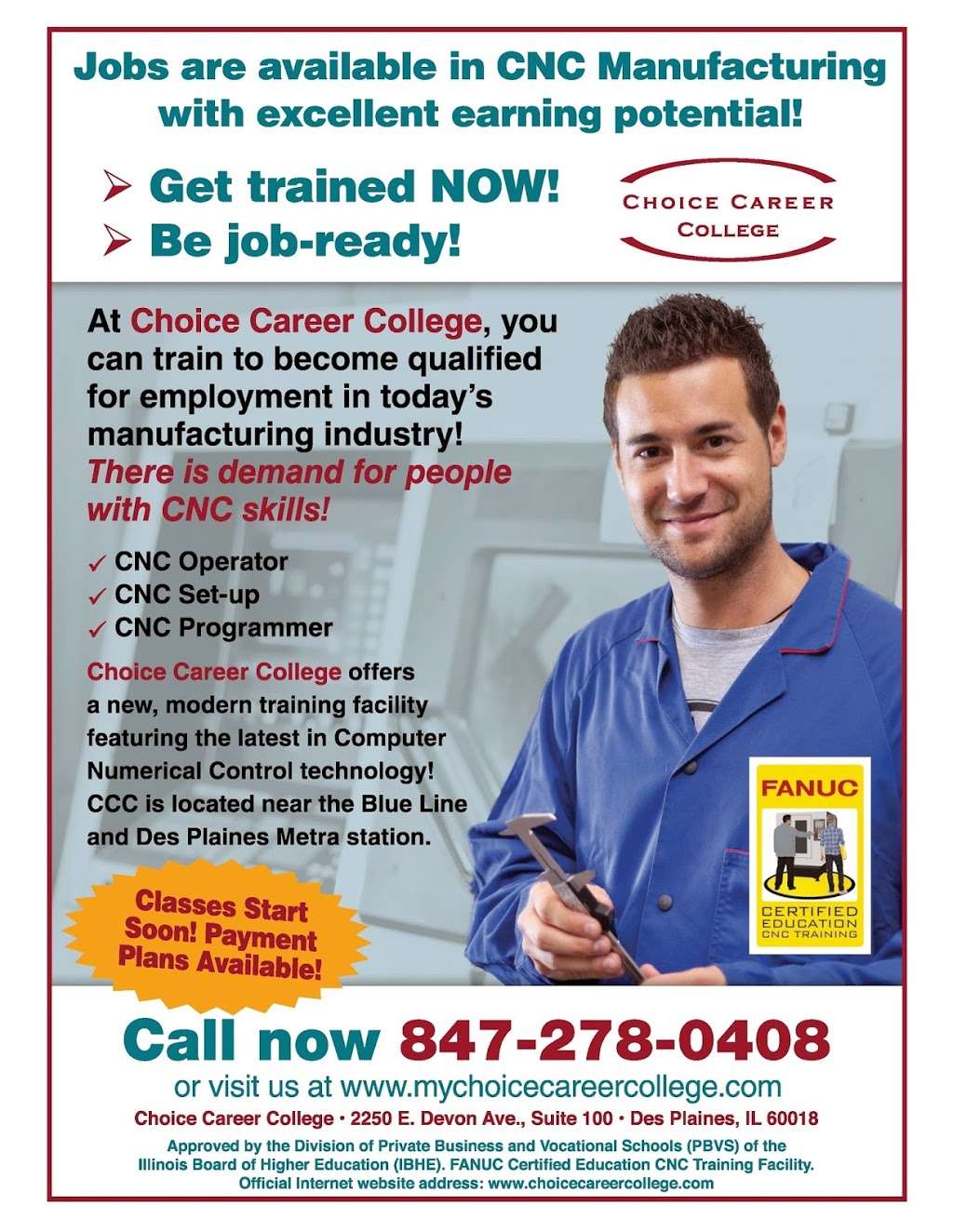 Choice Career College | 2250 Devon Ave #100, Des Plaines, IL 60018, USA | Phone: (847) 278-0408