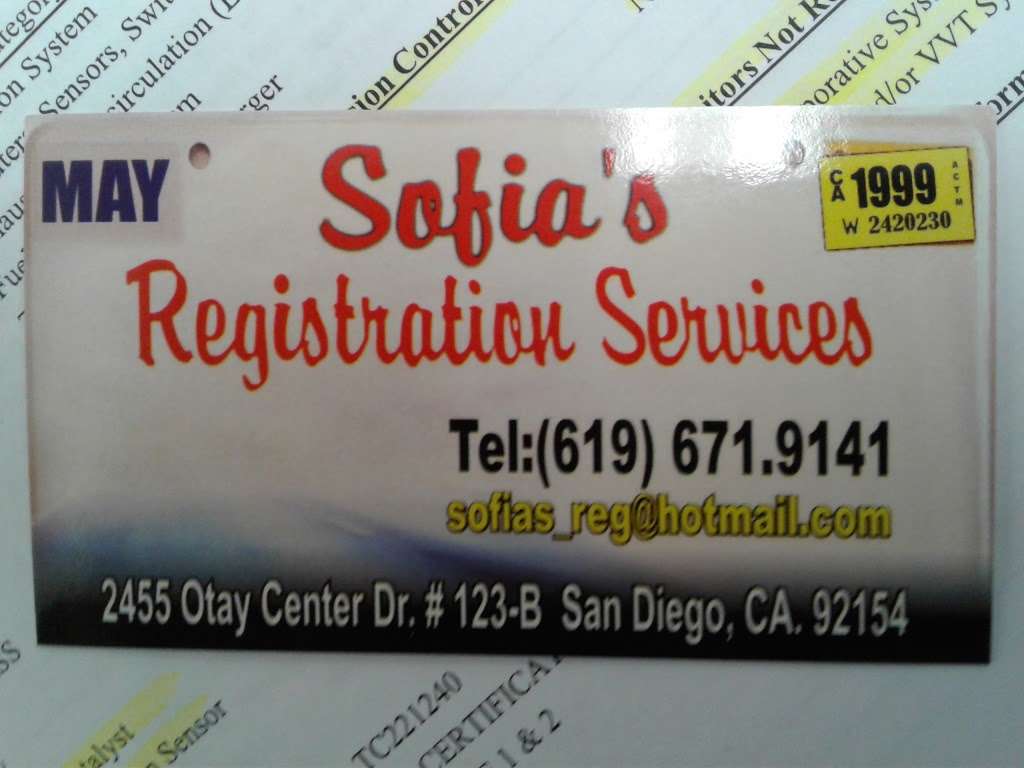 Sofias Vehicle Registration | 2455 Otay Center Dr, San Diego, CA 92154, USA | Phone: (619) 671-9140