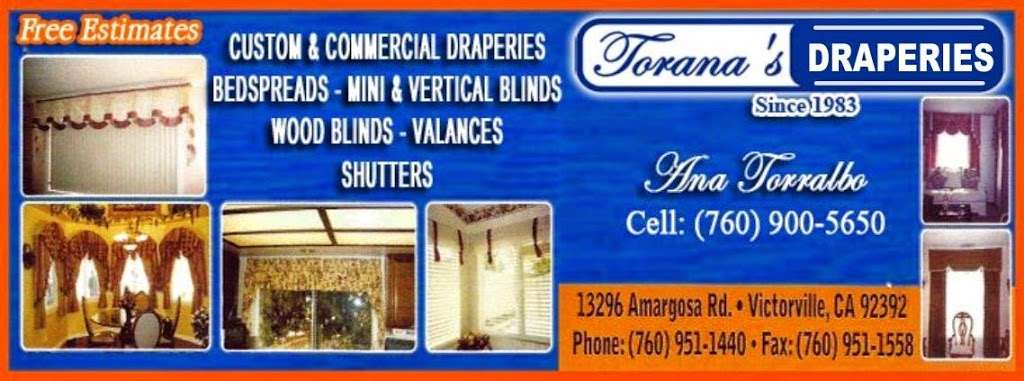 Toranas Draperies | 13296 Amargosa Rd, Victorville, CA 92392, USA | Phone: (760) 951-1440