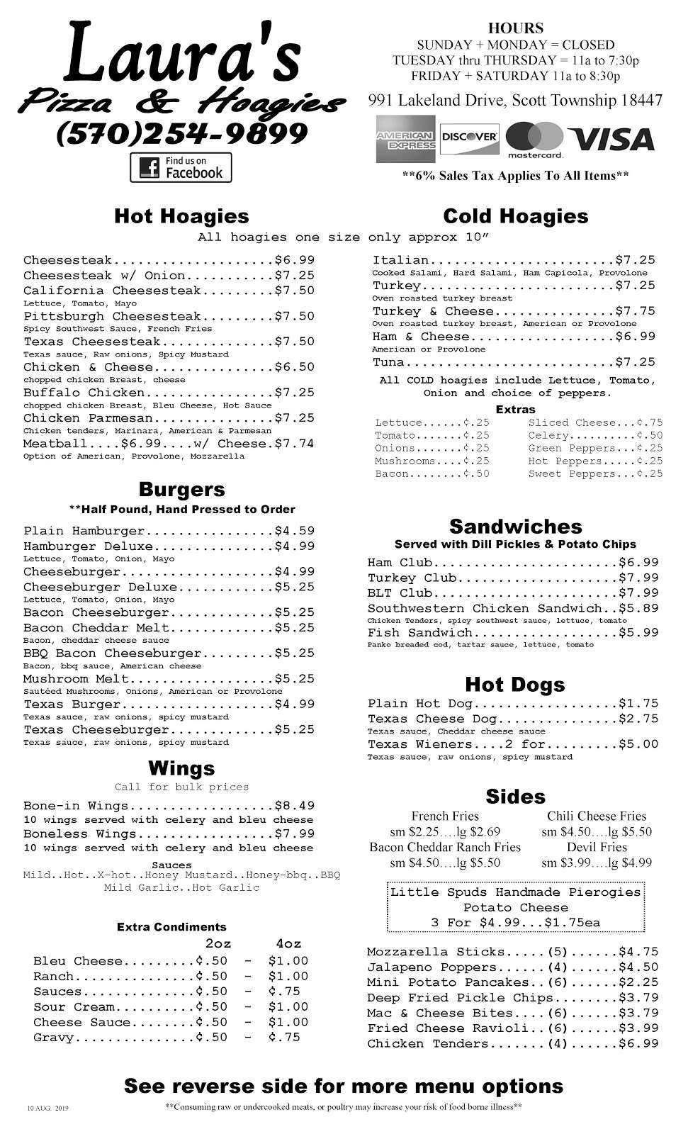 Lauras Pizza & Hoagies | 991 Lakeland Dr, Scott, PA 18447, USA | Phone: (570) 254-9899