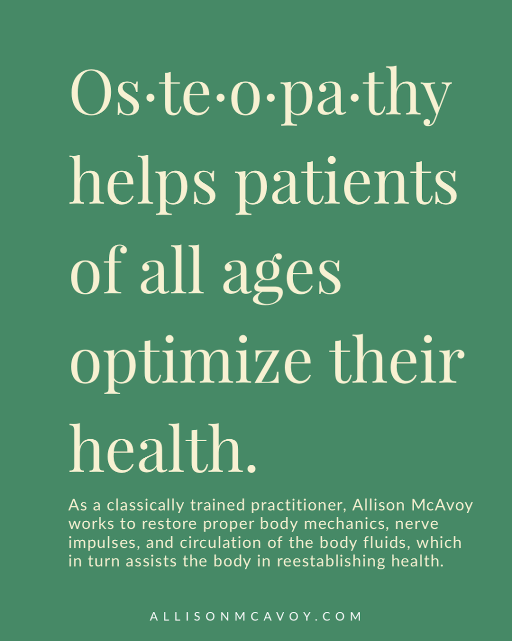 Allison McAvoy, Osteopathic Manual Practitioner | 3774 Walker Rd, Windsor, ON N8W 3S8, Canada | Phone: (519) 800-2217