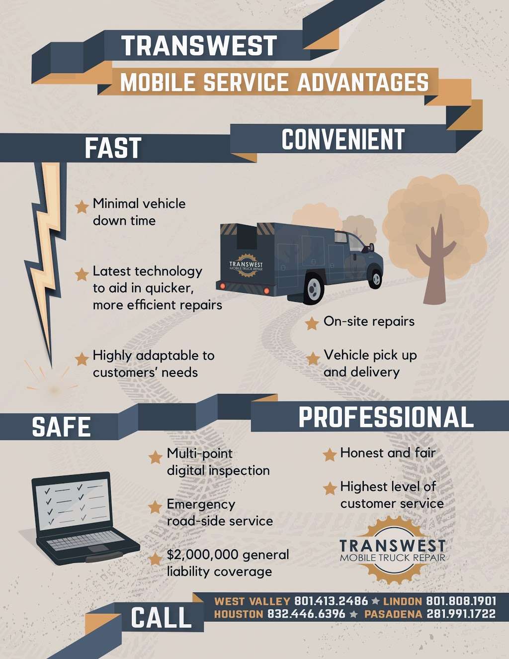 Transwest Mobile Truck Repair | 4718 Vista Rd, Pasadena, TX 77505, USA | Phone: (281) 991-1722