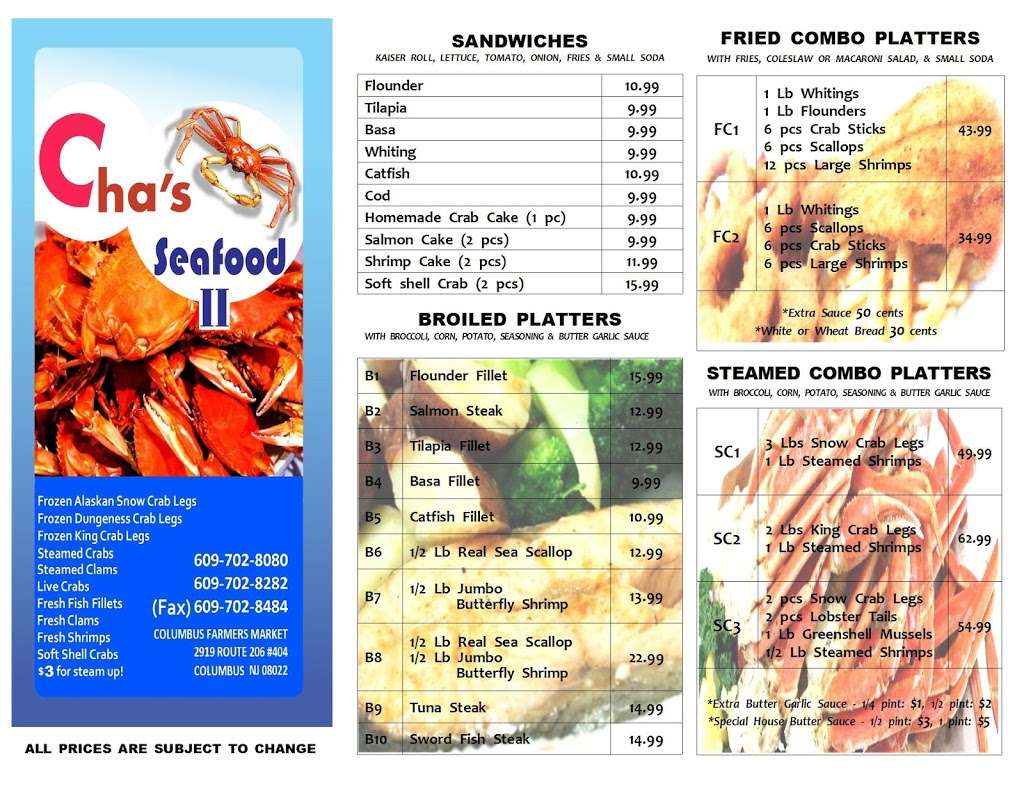 Chas Seafood II | Columbus Farmers Market, 2919 U.S. 206 #404, Columbus, NJ 08022, USA | Phone: (609) 702-8080