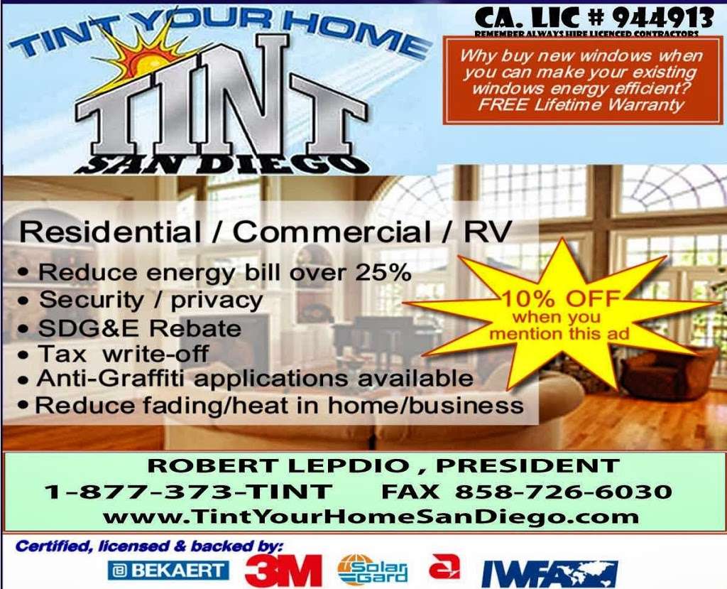 Tint San Diego (tinting for homes & businesss ) | Otay Lakes Rd, Chula Vista, CA 91910, USA | Phone: (561) 635-7607