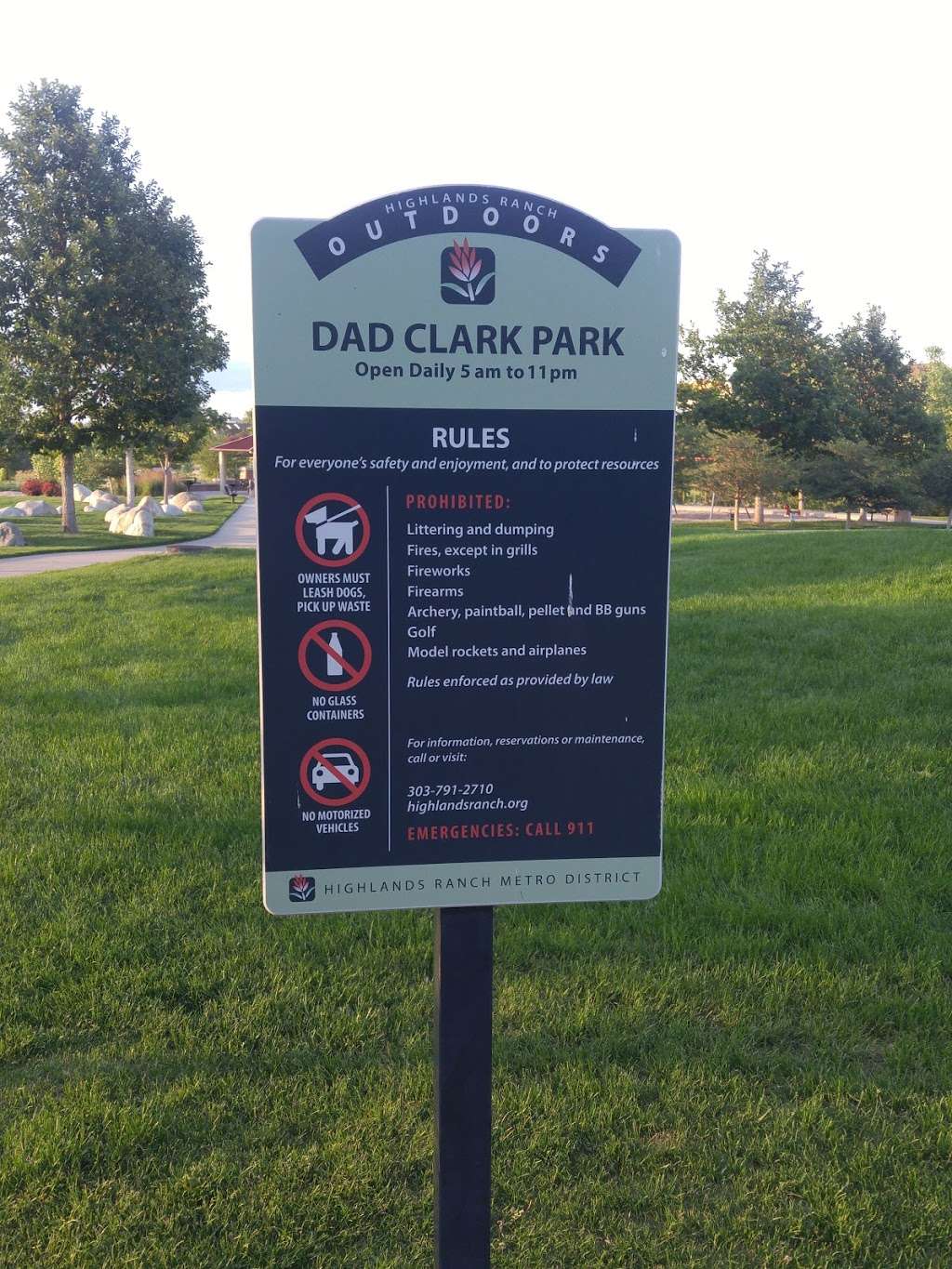 Dad Clark Park | 3385 Astorbrook Cir, Highlands Ranch, CO 80126, USA | Phone: (303) 791-2710