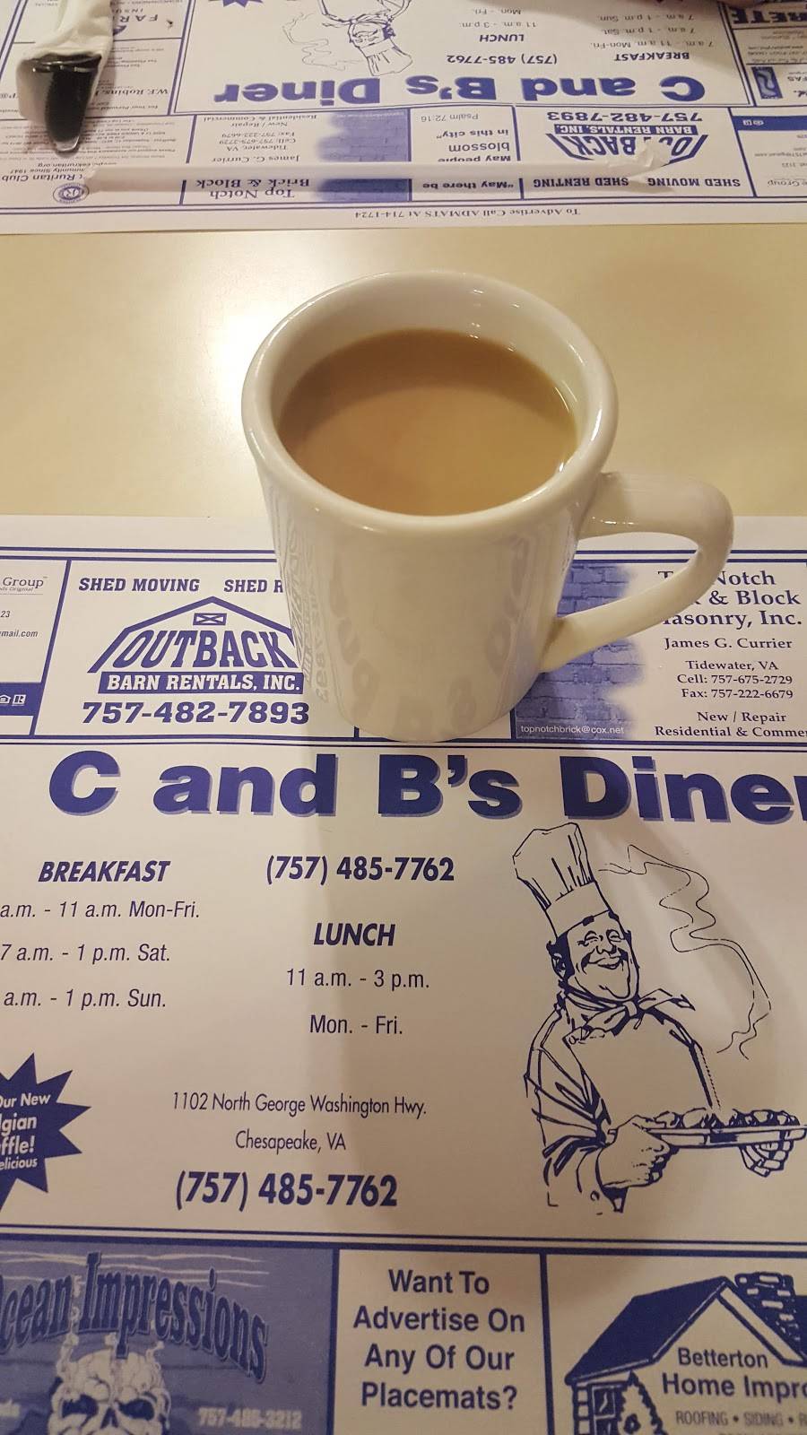 C & B Diner | 1102 George Washington Hwy N, Chesapeake, VA 23323 | Phone: (757) 485-7762