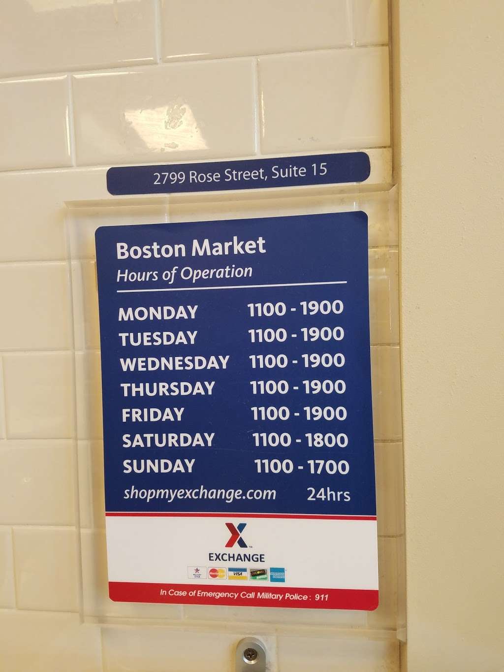 Boston Market | 2799 Rose St Suite 15, Fort Meade, MD 20755