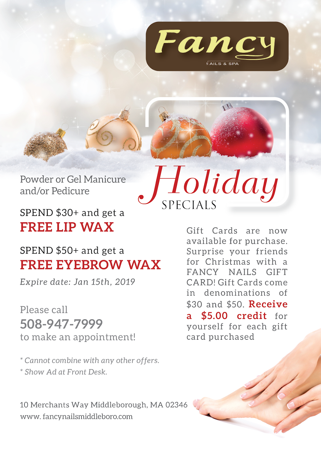 Fancy Nails And Spa Middleboro | 10 Merchants Way, Middleborough, MA 02346, USA | Phone: (508) 947-7999