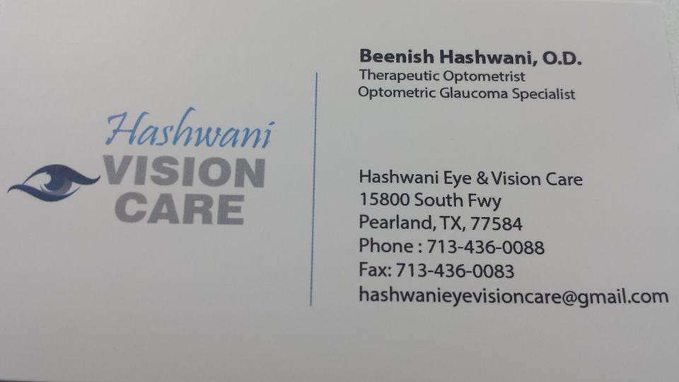 Hashwani Eye & Vision Care PLLC | 15800 South Fwy, Pearland, TX 77584 | Phone: (713) 436-0088