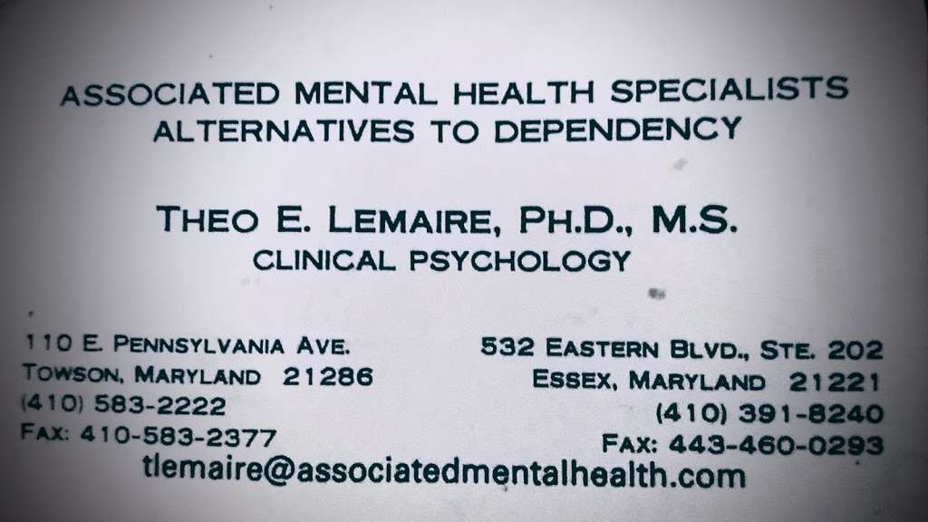 Associated Mental Health Specs | 532 Eastern Blvd # 202, Essex, MD 21221 | Phone: (410) 391-8240