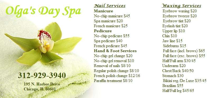 Olgas Day Spa | 195 N Harbor Dr, Chicago, IL 60601, USA | Phone: (312) 929-3940