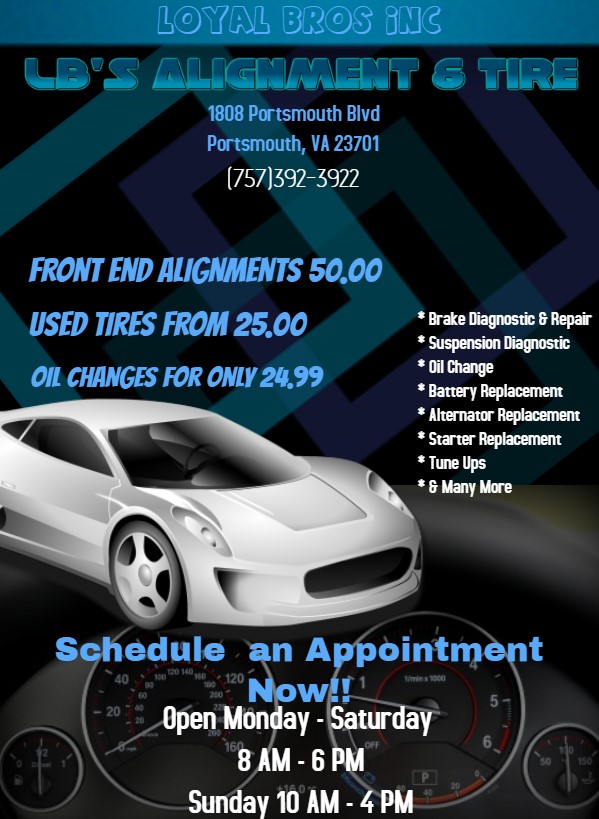 LB’s Alignment and Tires | 1808 Portsmouth Blvd, Portsmouth, VA 23704, USA | Phone: (757) 762-1456