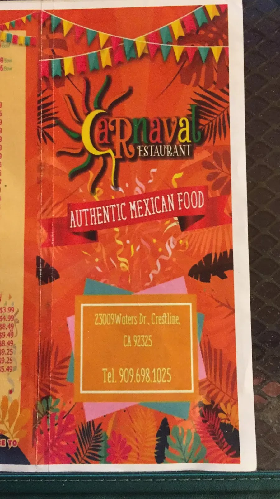 Carnaval Restaurant | 23009 Waters Dr, Crestline, CA 92325, USA | Phone: (909) 698-1025