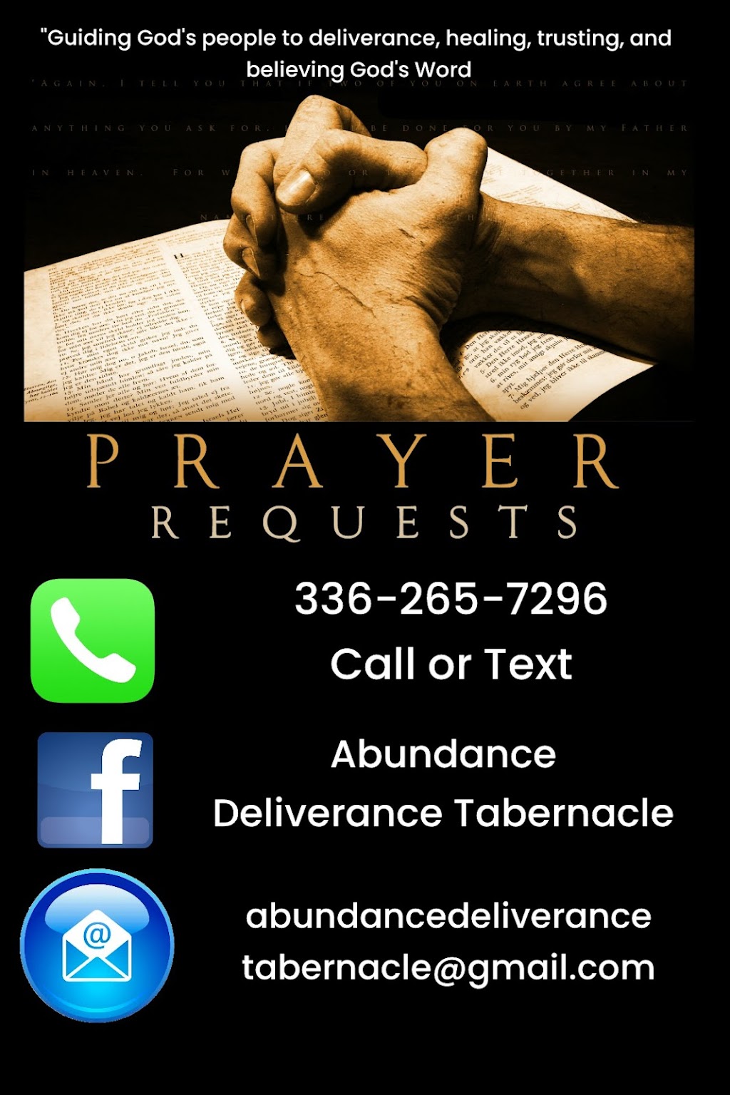 Abundance Deliverance Tabernacle | 2927 Pleasant Garden Rd, Greensboro, NC 27406, USA | Phone: (336) 265-7296