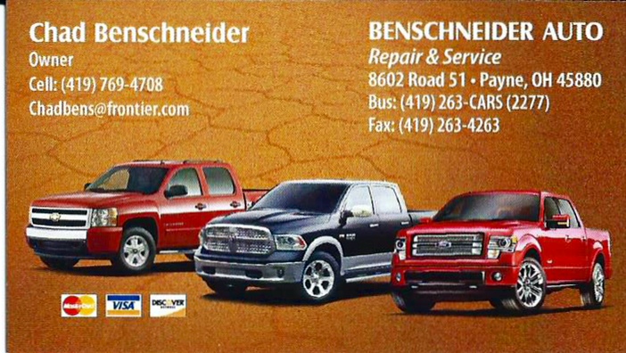 Benschneider Auto Repair | 8602 Road 51, Payne, OH 45880, USA | Phone: (419) 263-2277