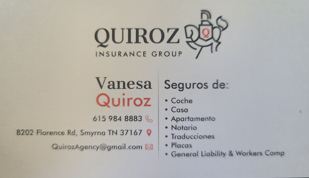 Quiroz Insurance Group | 8202 Florence Rd, Smyrna, TN 37167, USA | Phone: (615) 984-8883