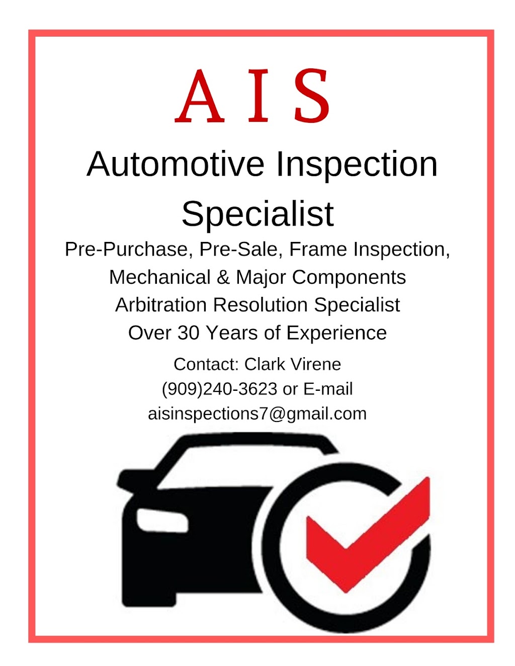 AIS Automotive Inspections Specialist | 29134 Edgewood Dr, Lake Elsinore, CA 92530, USA | Phone: (909) 240-3623