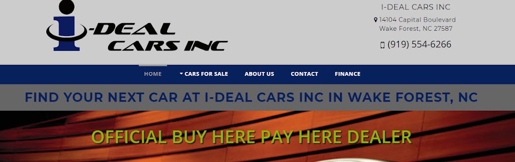 I-Deal Cars Inc | 14104 Capital Blvd, Wake Forest, NC 27587, USA | Phone: (919) 554-6266