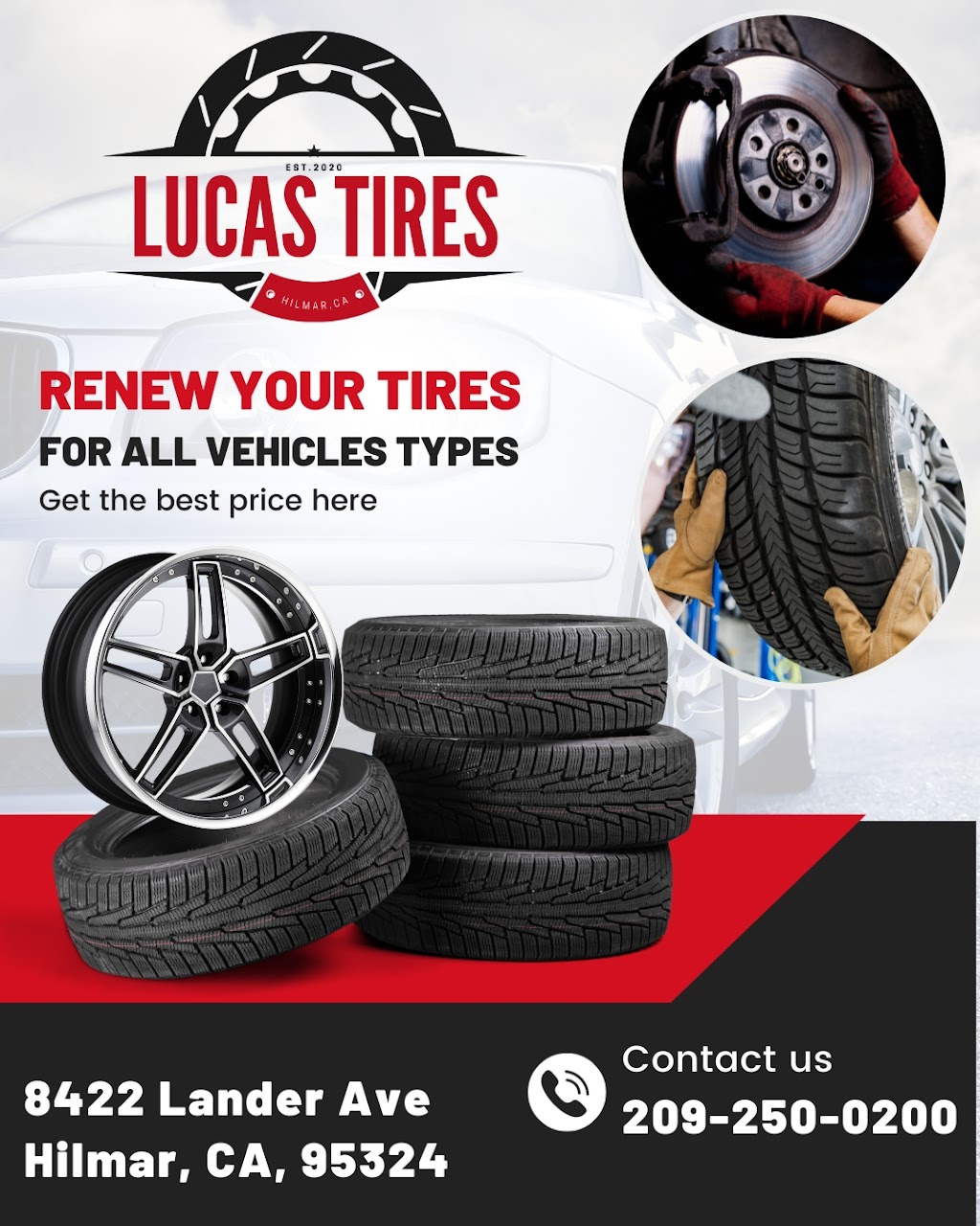 Lucas Tires Hilmar | 8422 Lander Ave, Hilmar, CA 95324, USA | Phone: (209) 250-0200