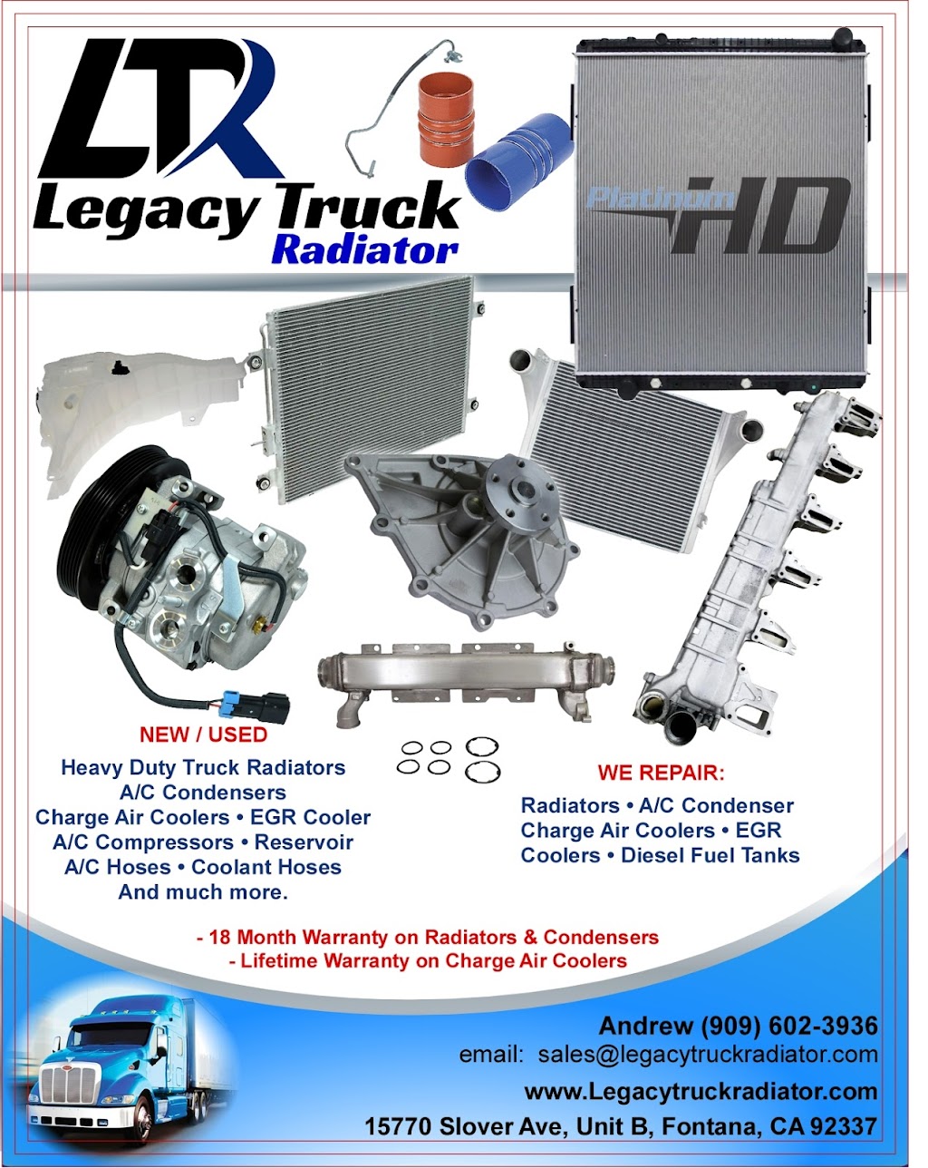 Legacy Truck Radiator | 15770 Slover Ave unit B, Fontana, CA 92337, USA | Phone: (909) 602-3936 Legacy Truck Radiator | 15770 Slover Ave unit B, Fontana, CA 92337, USA | Phone: (909) 602-3936