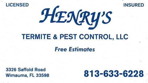 Henrys Termite & Pest Control | 3326 Saffold Rd, Wimauma, FL 33598, USA | Phone: (813) 633-6228