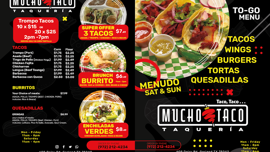 Mucho Taco Taqueria | 609 Dairy Rd Ste 100, Garland, TX 75040, USA | Phone: (972) 212-4234