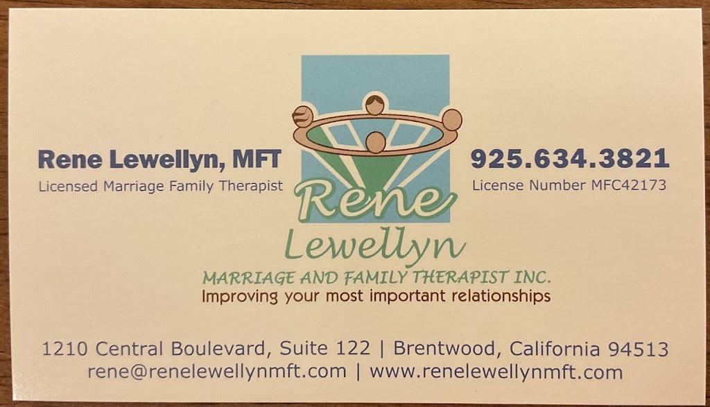 Rene Lewellyn Marriage and Family Therapist Inc. | 1210 Central Blvd # 122, Brentwood, CA 94513, USA | Phone: (925) 634-3821