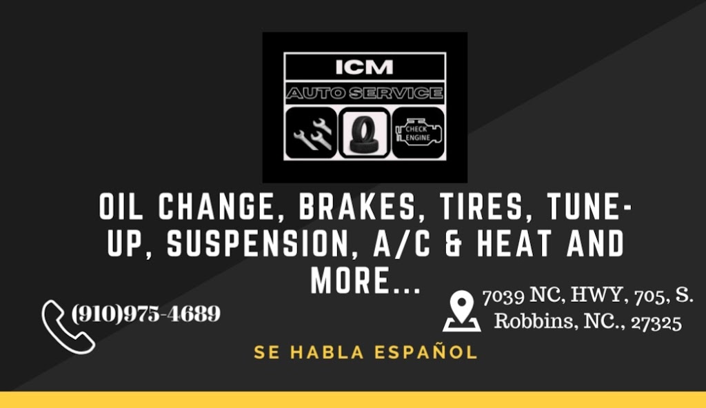 ICM Auto Service | 7039 NC-705, Robbins, NC 27325, USA | Phone: (910) 975-4689