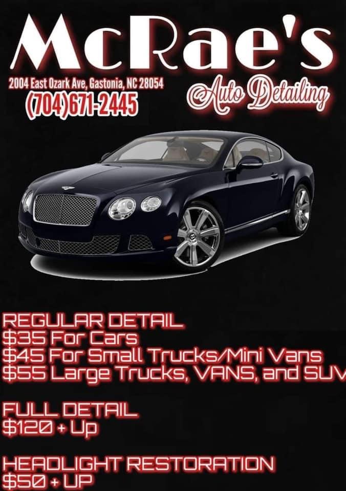 McRaes Auto Sales & Detailing | 2004 E Ozark Ave, Gastonia, NC 28054, USA | Phone: (704) 671-2445