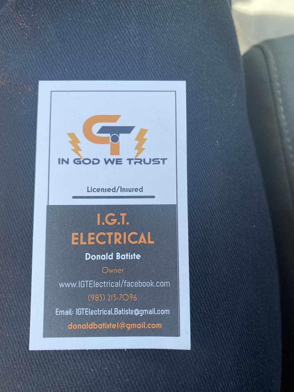 I.G.T. Electrical LLC | 13023 Ponders Quarters Ln, Amite City, LA 70422, USA | Phone: (985) 215-7096
