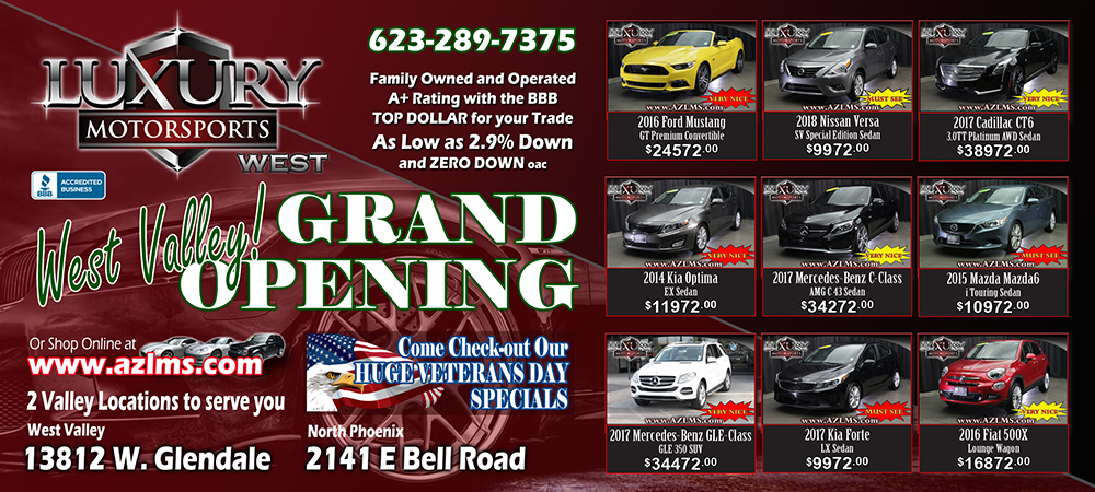 Luxury Motorsports West | 13812 W Glendale Ave, Glendale, AZ 85307, USA | Phone: (623) 289-7375
