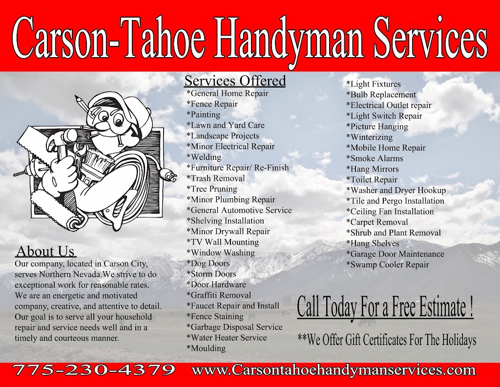 Carson-Tahoe Handyman Services | 4012 Pheasant Dr, Carson City, NV 89701, USA | Phone: (775) 230-4379