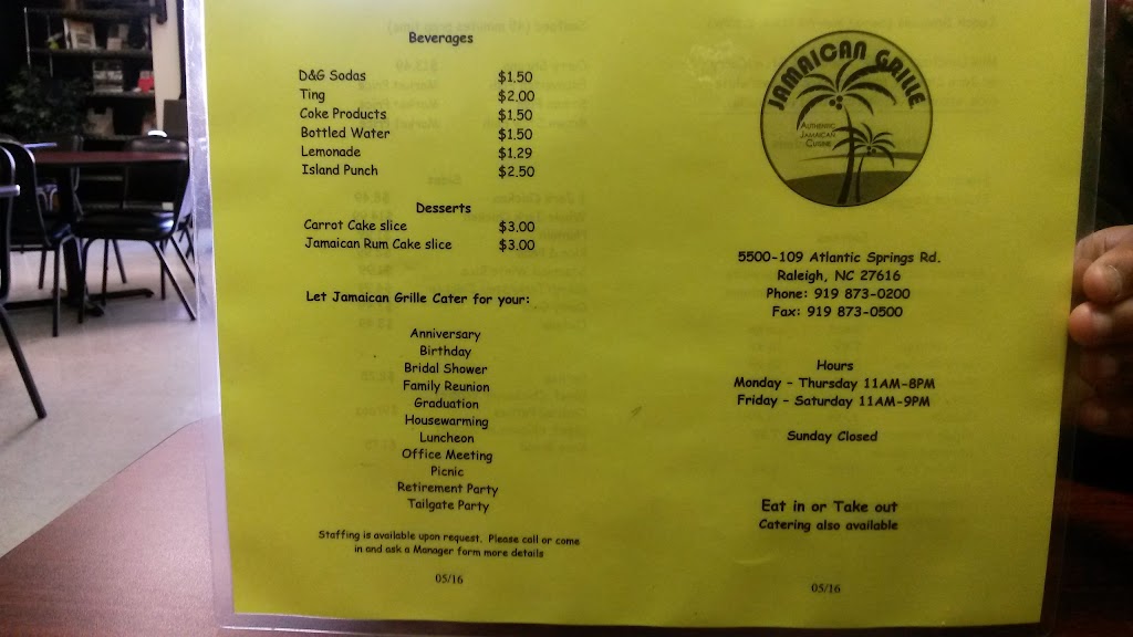 Jamaican Grille | 5500 Atlantic Springs Rd, Raleigh, NC 27616, USA | Phone: (919) 873-0200