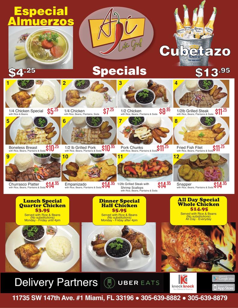 AJI Latin Grill | 11735 SW 147th Ave #1, Miami, FL 33196, USA | Phone: (305) 639-8882