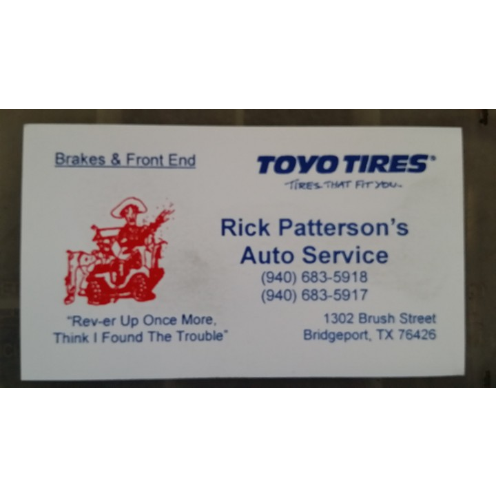 Rick Pattersons Auto Service | 1302 Brush St, Bridgeport, TX 76426, USA | Phone: (940) 683-5917