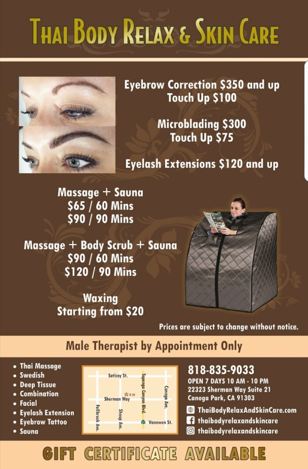 Thai Body Relax and Skin Care | 22323 Sherman Way Suite 21, Canoga Park, CA 91303 | Phone: (818) 835-9033