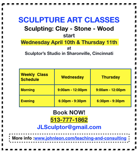 John Leon Sculptor & Sculpture Classes | 6261 Amelia Dr, Cincinnati, OH 45241, USA | Phone: (513) 777-1862