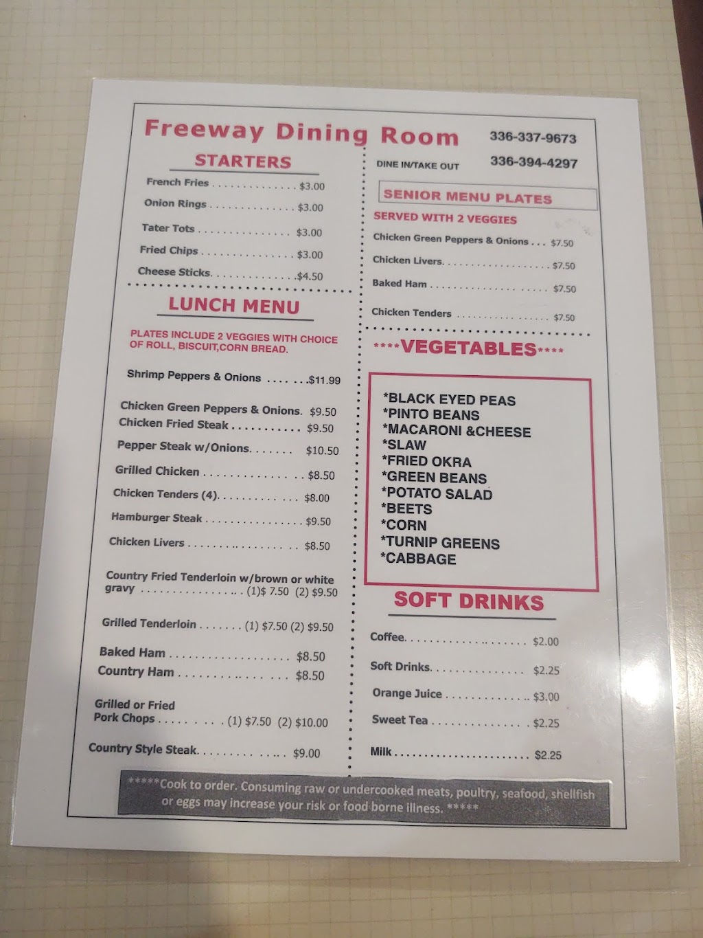 Freeway Dining Room | 1447 Freeway Dr., Reidsville, NC 27320, USA | Phone: (336) 337-9673