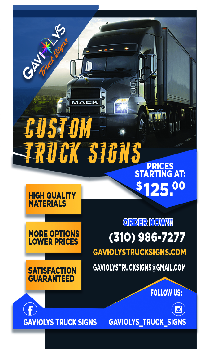 Gaviolys Truck Signs | 19009 S Laurel Park Rd SPC 362, Rancho Dominguez, CA 90220, USA | Phone: (310) 986-7277